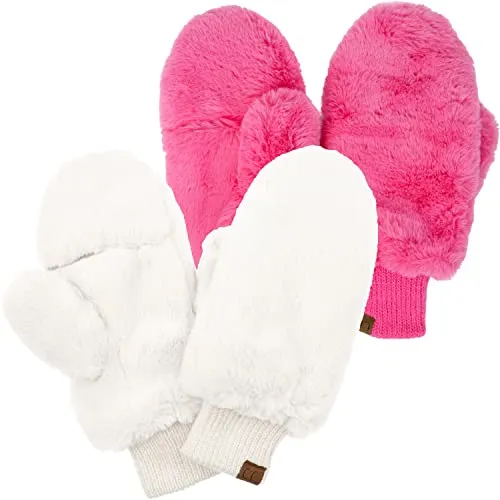 Faux Fur Convertible Mittens by Funky Junque