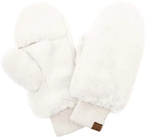 Faux Fur Convertible Mittens by Funky Junque