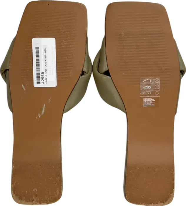 H&M Brown Premium padded Leather Slides UK 6 EU 39 