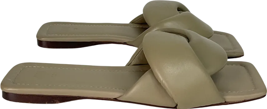 H&M Brown Premium padded Leather Slides UK 6 EU 39 