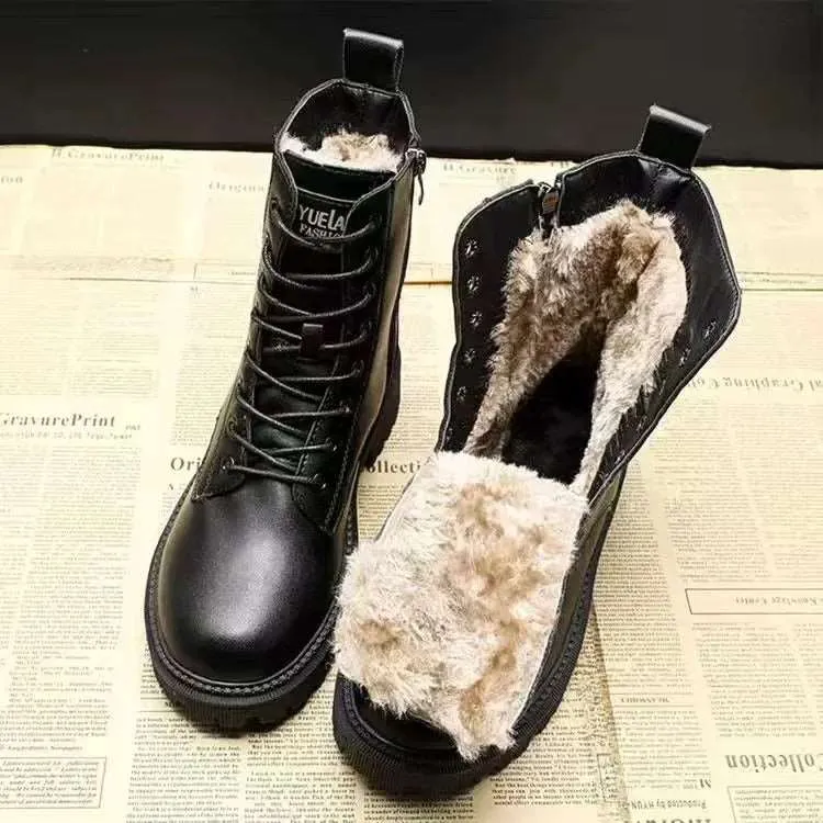 High-Heeled Boots with Thick Wool Lining-Genuine Snow Boots