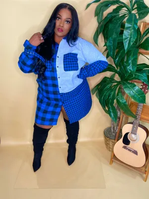 "TRU BLUE" BOYFRIEND BUTTON DOWN SHIRT DRESS