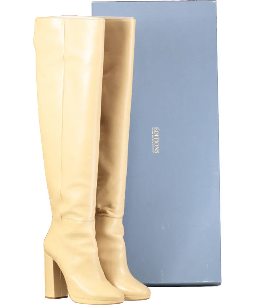 Sezane Beige Editions Thigh High Heeled Boots UK 6 EU 39 