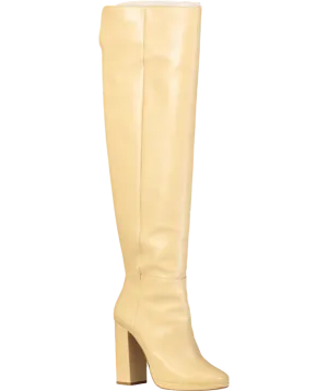 Sezane Beige Editions Thigh High Heeled Boots UK 6 EU 39 