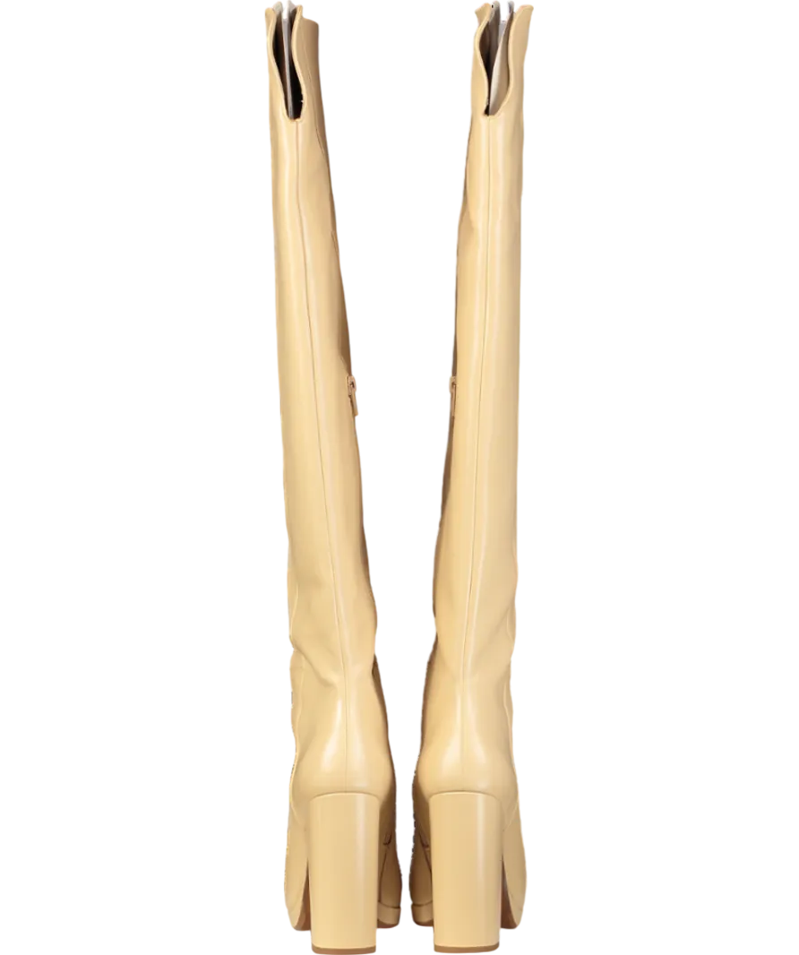 Sezane Beige Editions Thigh High Heeled Boots UK 6 EU 39 