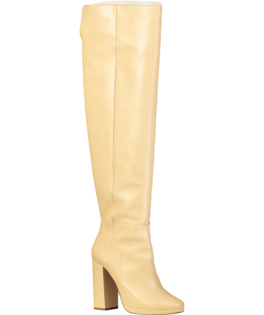 Sezane Beige Editions Thigh High Heeled Boots UK 6 EU 39 