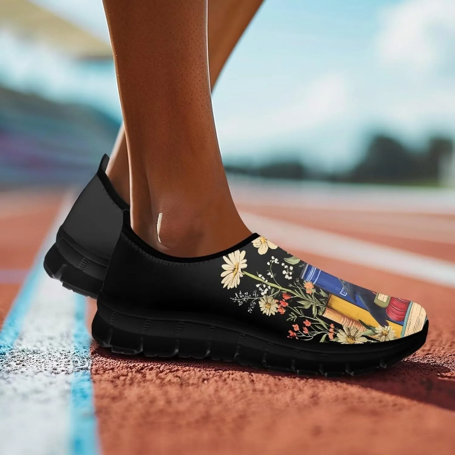 Women's Art Painted Travel Shoes Slip On Casual Mesh Loafers Lightweight Comfort Fashion Outdoor Sneaker for Ladies US Size 5.5-11.5