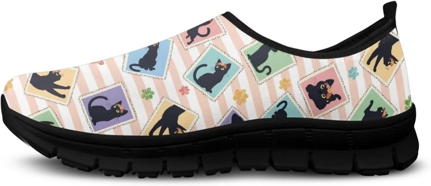 Women's Art Painted Travel Shoes Slip On Casual Mesh Loafers Lightweight Comfort Fashion Outdoor Sneaker for Ladies US Size 5.5-11.5