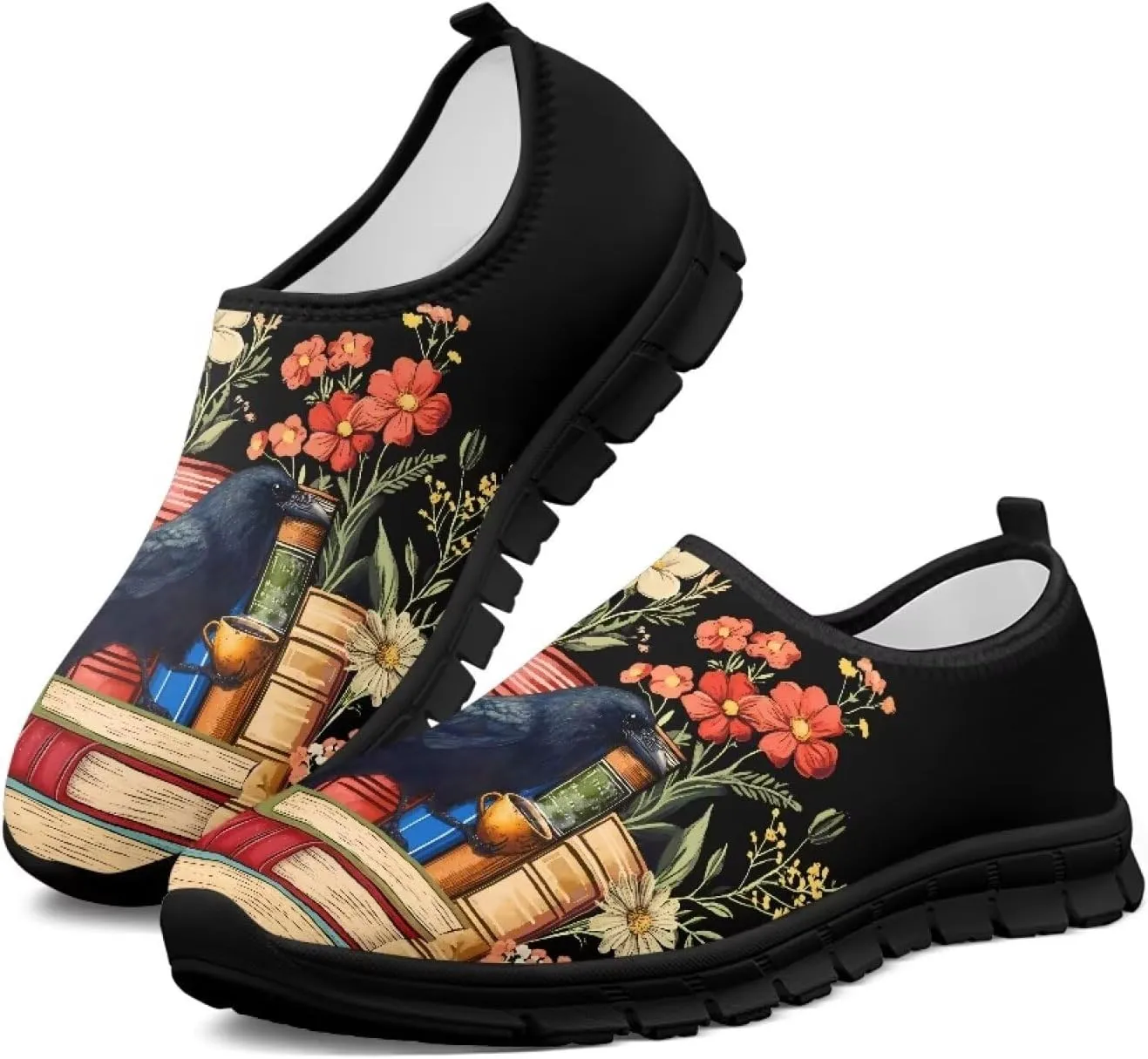 Women's Art Painted Travel Shoes Slip On Casual Mesh Loafers Lightweight Comfort Fashion Outdoor Sneaker for Ladies US Size 5.5-11.5