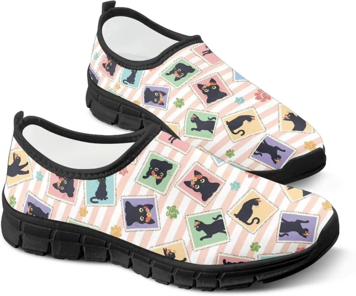 Women's Art Painted Travel Shoes Slip On Casual Mesh Loafers Lightweight Comfort Fashion Outdoor Sneaker for Ladies US Size 5.5-11.5